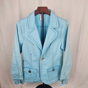 Z. Cavaricci Denim Blazer Jacket L Stretch Cotton Western Y2K Statement Piece